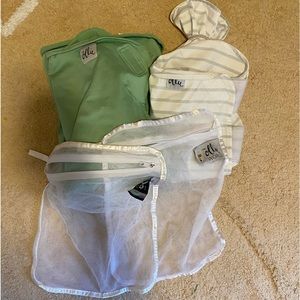 Ollie swaddles with wash sacks